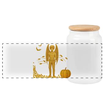 Édition d’automne : Démon vampire avec chauves-souris - Boîte à biscuits avec couvercle en bois - blanc - Devant