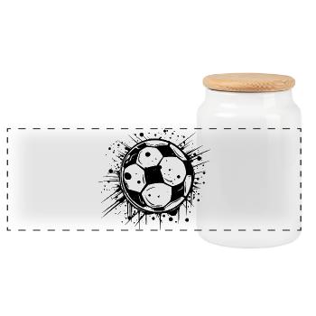 Soccer - Panoramic Cookie Jar with Wooden Lid - white - Front