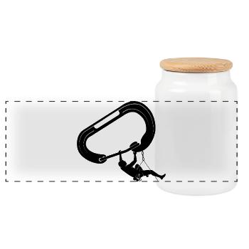 climbing, bouldering, rock climbing, mountains, mountaineering - Panoramic Cookie Jar with Wooden Lid - white - Front