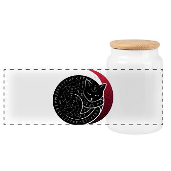Constellation du Chat Lunaire - Boîte à biscuits avec couvercle en bois - blanc - Devant