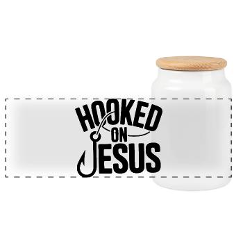 Süchtig nach Jesus - Panorama Keksdose mit Holzdeckel - Weiß - Vorne
