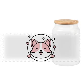 Corgi Hund Herz Icon - Panorama Keksdose mit Holzdeckel - Weiß - Vorne