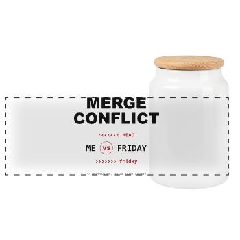 Merge Conflict: Me vs. Friday - Panorama Keksdose mit Holzdeckel - Weiß - Vorne