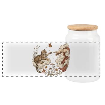  Tilcayo Katzenkreation Hand Wolken Wildblumen - Panorama Keksdose mit Holzdeckel - Weiß - Vorne
