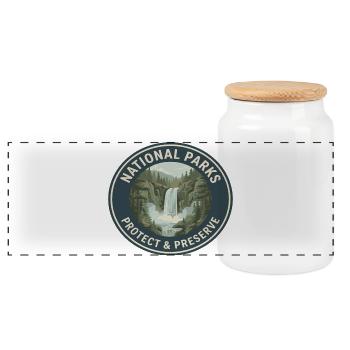 Nationalpark Schutz & Preserve Logo - Panorama Keksdose mit Holzdeckel - Weiß - Vorne