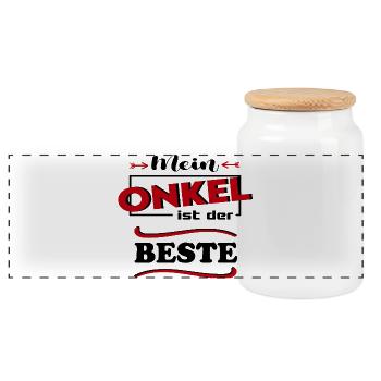 Mein Onkel ist der beste Baby Sprüche Familie Kind - Panorama Keksdose mit Holzdeckel - Weiß - Vorne
