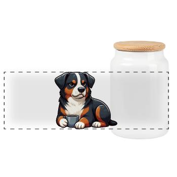 Appenzeller Sennenhund Sennenhunde Sennenhundmama - Panorama Keksdose mit Holzdeckel - Weiß - Vorne