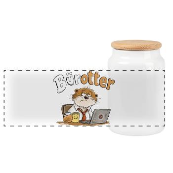 Bürotter Otter Büro Humor Kaffee Arbeit Montag - Panorama Keksdose mit Holzdeckel - Weiß - Vorne