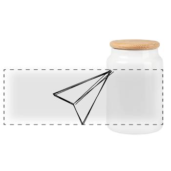 Papierflieger handgezeichnet - Panorama Keksdose mit Holzdeckel - Weiß - Vorne