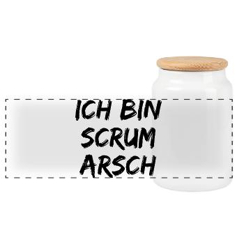 ICH BIN SCRUM ARSCH AGILE TEAM PROJEKTMANAGER  - Panorama Keksdose mit Holzdeckel - Weiß - Vorne