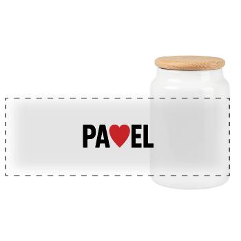 Padel Heart Logo - Panoramic Cookie Jar with Wooden Lid - white - Front