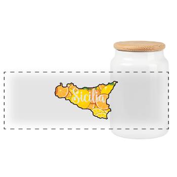 Sizilien Zitrus Motiv - Panorama Keksdose mit Holzdeckel - Weiß - Vorne