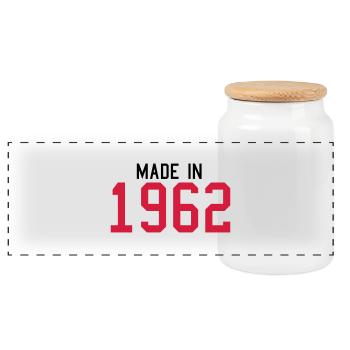 1962 - Panoramic Cookie Jar with Wooden Lid - white - Front
