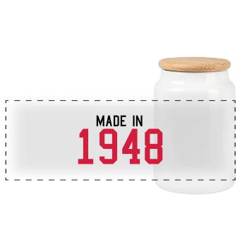 1948 - Panoramic Cookie Jar with Wooden Lid - white - Front