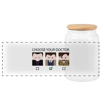 Choose 02 - Panoramic Cookie Jar with Wooden Lid - white - Front