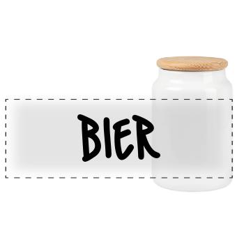 Bier - Panorama Keksdose mit Holzdeckel - Weiß - Vorne