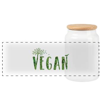 Vegan Veganer - Panorama Keksdose mit Holzdeckel - Weiß - Vorne