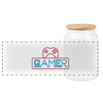 Gamer Neon - Boîte à biscuits avec couvercle en bois - blanc - Devant