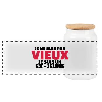 Je ne suis pas vieux je suis un ex-jeune - Boîte à biscuits avec couvercle en bois - blanc - Devant