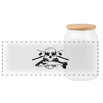 JSA Fishing Skull (L) black in high quality - Panorama Keksdose mit Holzdeckel - Weiß - Vorne
