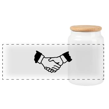 Poignée de main - Line - Boîte à biscuits avec couvercle en bois - blanc - Devant