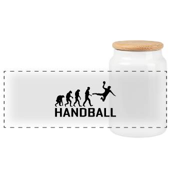 handball - Panoramic Cookie Jar with Wooden Lid - white - Front