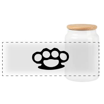knuckle duster - Panoramic Cookie Jar with Wooden Lid - white - Front