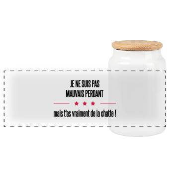 je ne suis - Boîte à biscuits avec couvercle en bois - blanc - Devant
