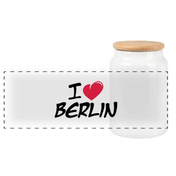 I love Berlin / Ich liebe Berlin - Boîte à biscuits avec couvercle en bois - blanc - Devant