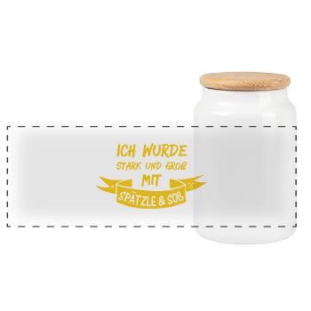 SPÄTZLE & SOß - Panorama Keksdose mit Holzdeckel - Weiß - Vorne