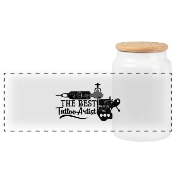 Tattoo / Tattoo: The Best Tattoo Artist - Panoramic Cookie Jar with Wooden Lid - white - Front