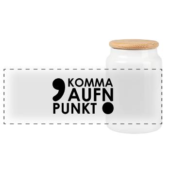 Komma aufn Punkt - Panorama Keksdose mit Holzdeckel - Weiß - Vorne