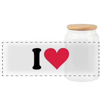 I - love - Panorama Keksdose mit Holzdeckel - Weiß - Vorne