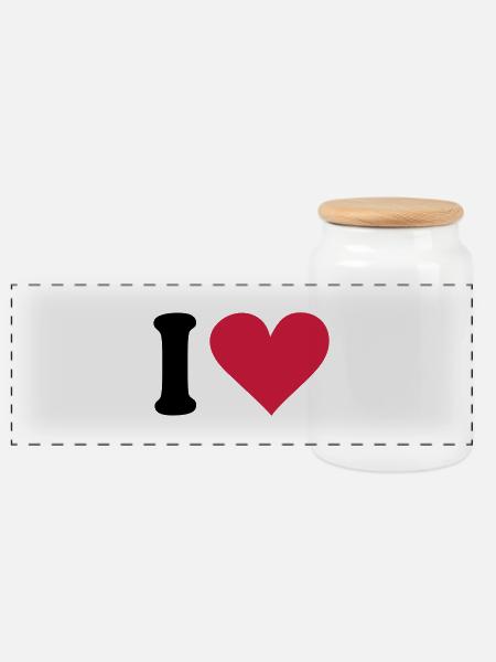 I - love - Panorama Keksdose mit Holzdeckel - Weiß