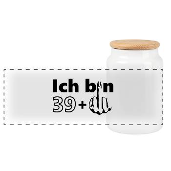 ich bin 39 + - Panorama Keksdose mit Holzdeckel - Weiß - Vorne