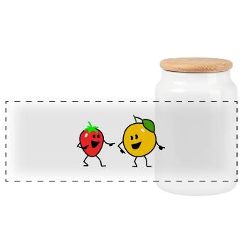 fruit salad one - Boîte à biscuits avec couvercle en bois - blanc - Devant