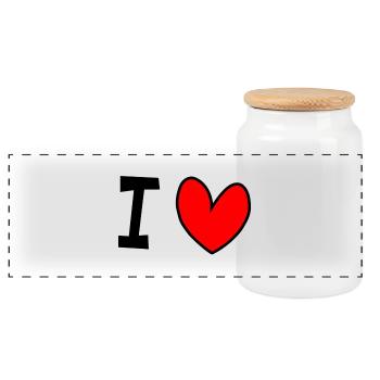 I love - Panorama Keksdose mit Holzdeckel - Weiß - Vorne