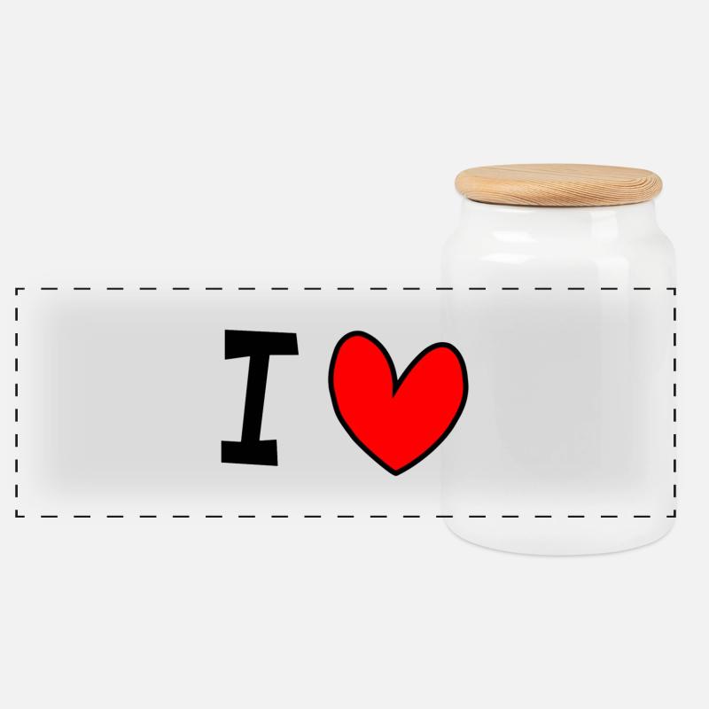 I love - Panorama Keksdose mit Holzdeckel - Weiß