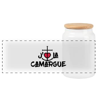 j'aime la Camargue - Boîte à biscuits avec couvercle en bois - blanc - Devant