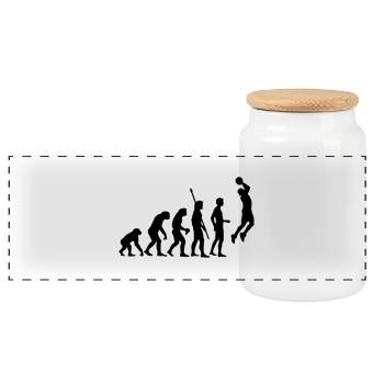 evolution_basketball_b_1c - Panorama Keksdose mit Holzdeckel - Weiß - Vorne