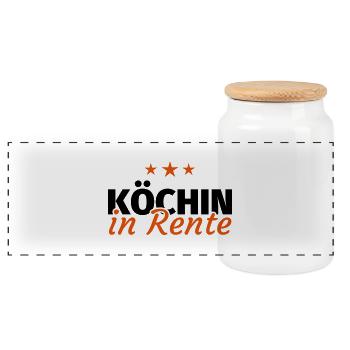 Köchin Rente - Panorama Keksdose mit Holzdeckel - Weiß - Vorne
