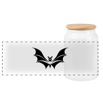 bat - Panoramic Cookie Jar with Wooden Lid - white - Front