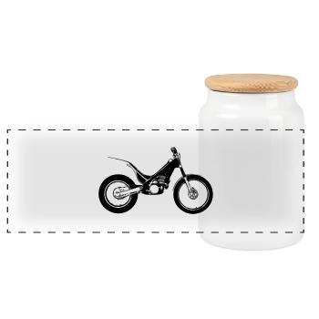 Trial Motorrad - Panorama Keksdose mit Holzdeckel - Weiß - Vorne