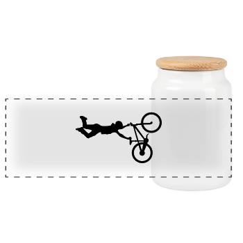 BMX #2 - Panoramic Cookie Jar with Wooden Lid - white - Front