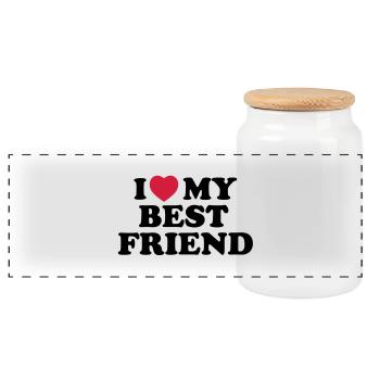 I love my bestfriend - Panorama Keksdose mit Holzdeckel - Weiß - Vorne