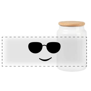 sunglasses smile black - Panorama Keksdose mit Holzdeckel - Weiß - Vorne