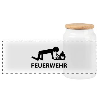feuerwehr - Panorama Keksdose mit Holzdeckel - Weiß - Vorne