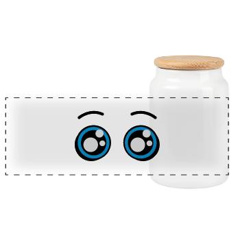 cute eyes - sweet eyes - Panoramic Cookie Jar with Wooden Lid - white - Front
