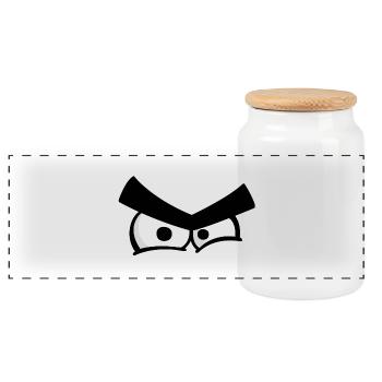 Angry eyes - Panoramic Cookie Jar with Wooden Lid - white - Front