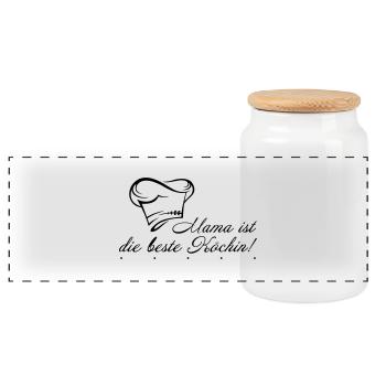 mama ist die beste köchin - Panorama Keksdose mit Holzdeckel - Weiß - Vorne